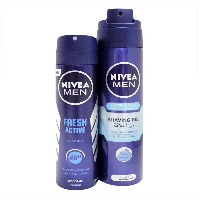 Nivea Men Fresh Active Deodorant 150 mL + Fresh and Cool Shaving Gel 200 mL Promo Kit
