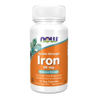 Now Double Strength Iron 36mg Non-Constipating Veg Capsules For Healthy Blood Count, Pack of 30's