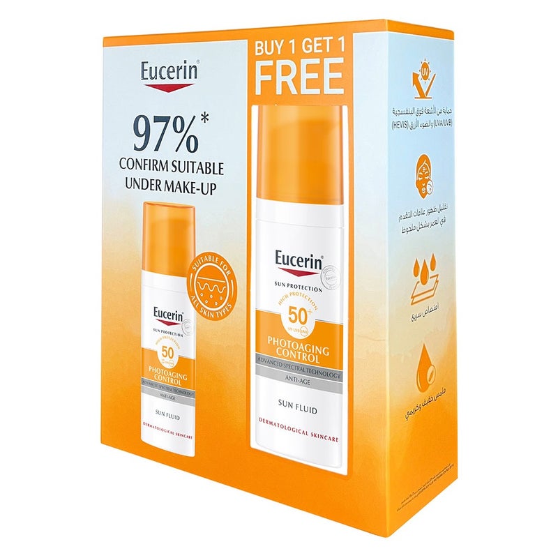 Eucerin Sun Photo-aging Control Sunscreen Anti-Aging Sun Fluid SPF50 50ml 1+1 PROMO