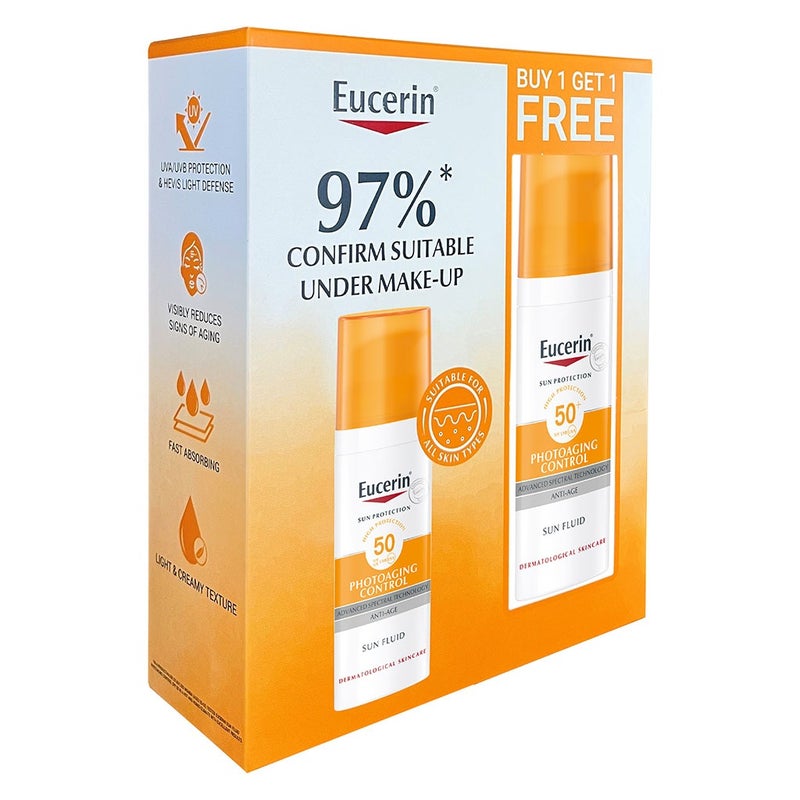 Eucerin Sun Photo-aging Control Sunscreen Anti-Aging Sun Fluid SPF50 50ml 1+1 PROMO