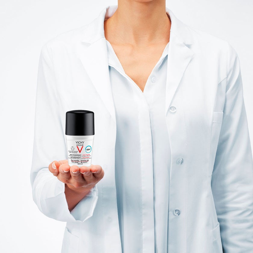 Vichy Homme 48 Hour Anti-Perspirant, Anti-Stain Alcohol Free Deodorant Roll On 50ml