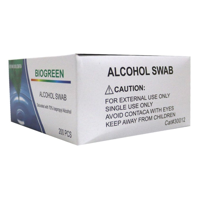 Biogreen Alcohol Swabs, Pack of 200's - 1TRAS200