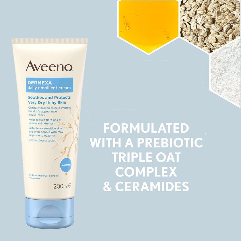 Aveeno Dermexa Daily Emollient Cream For very dry itchy skin 200ml