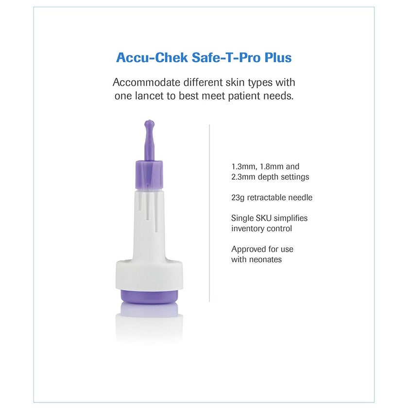 Accu-Chek Safe-T-Pro Plus Sterile Single Use Lancets With 3 Depth Settings, For Neonates, Children & Adults, Pack of 200's