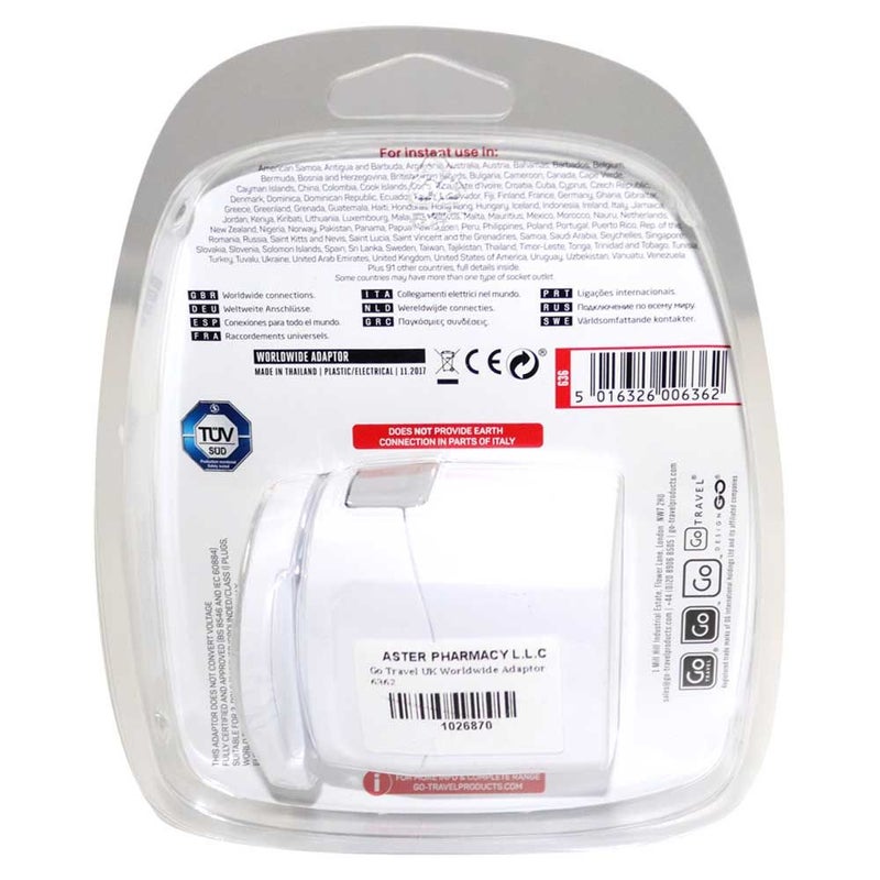 Go Travel UK Worldwide Adaptor 6362