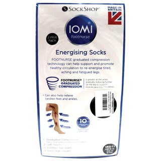 SockShop Iomi Footnurse Energising Socks Knee High UK 6-11 Black 2 Pair