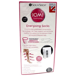SockShop Iomi Footnurse Energising Socks Knee High UK 4-7 Black 2 Pair