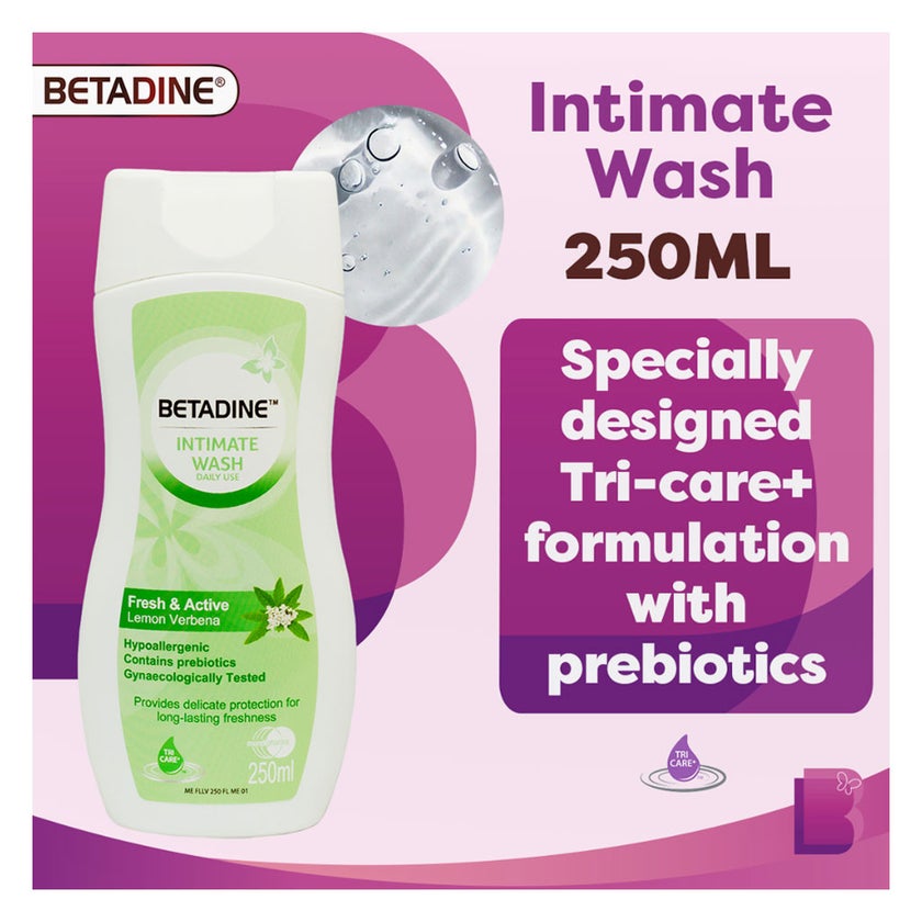 Betadine Daily Use Feminine Intimate Wash, Fresh & Active Lemon Verbena 250ml