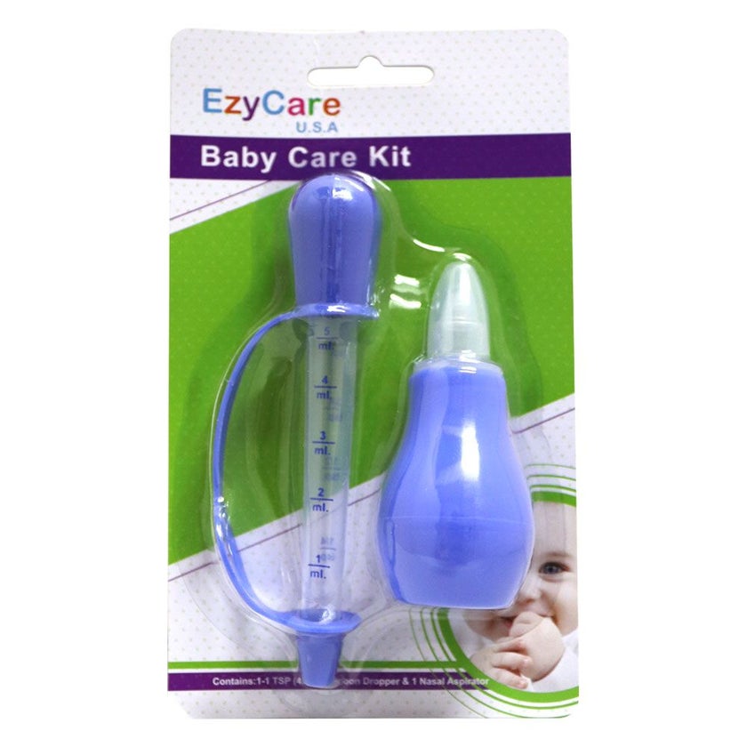 Ezycare Spoon Dropper Nasal Aspirator Baby Care Kit Blue myAster