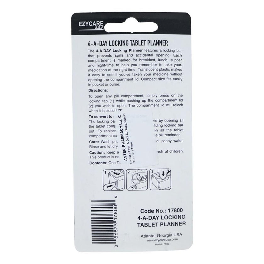 Ezycare 4-A-Day Locking Tablet Planner 17800
