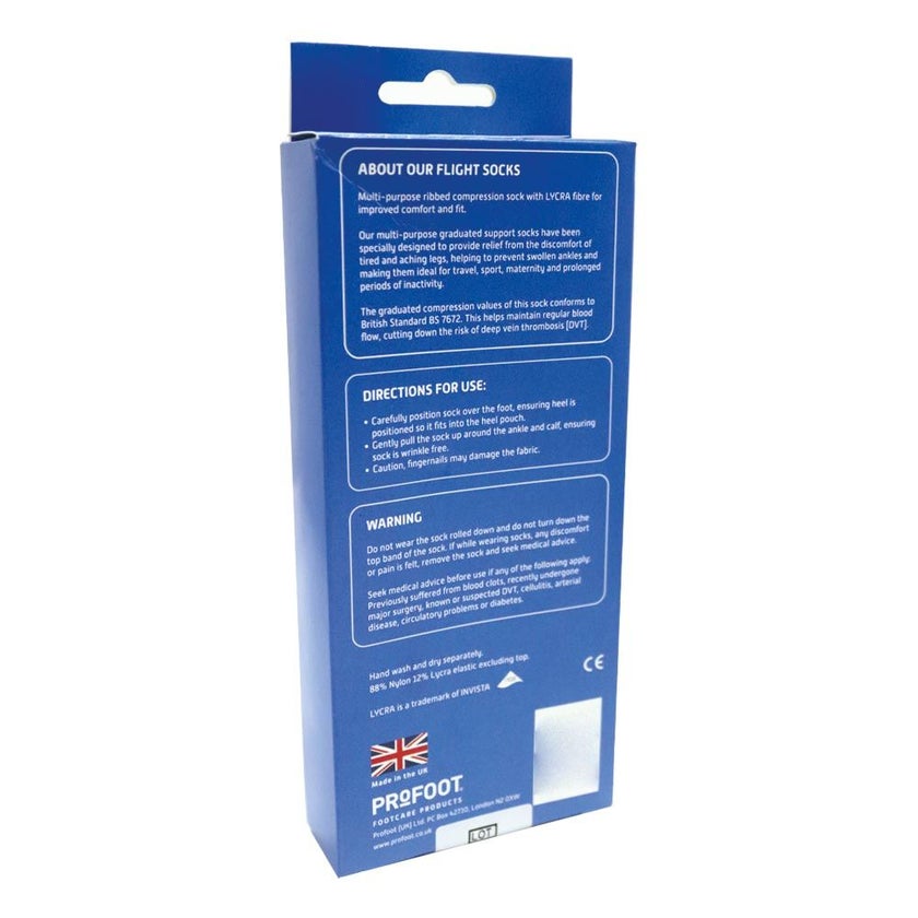 Profoot Flight Socks Ribbed Black UK Size 4-7, 1 Pair P72112/1