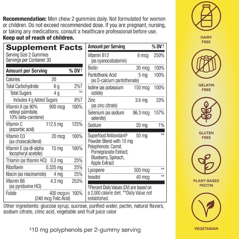 Alive Men's Multivitamin Gummies With Orchard Fruits & Garden Veggies, Pack of 60's