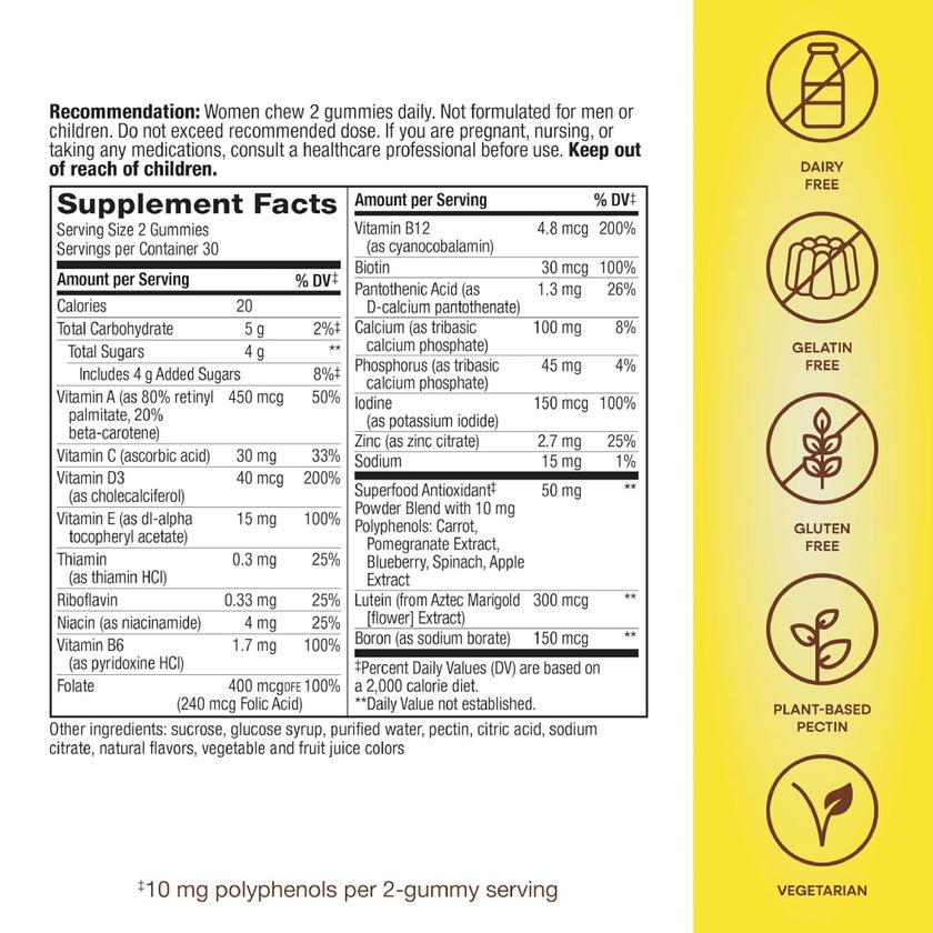 Alive 50+ Women's Multivitamin Gummies With Orchard Fruits & Garden Veggies, Pack of 60's