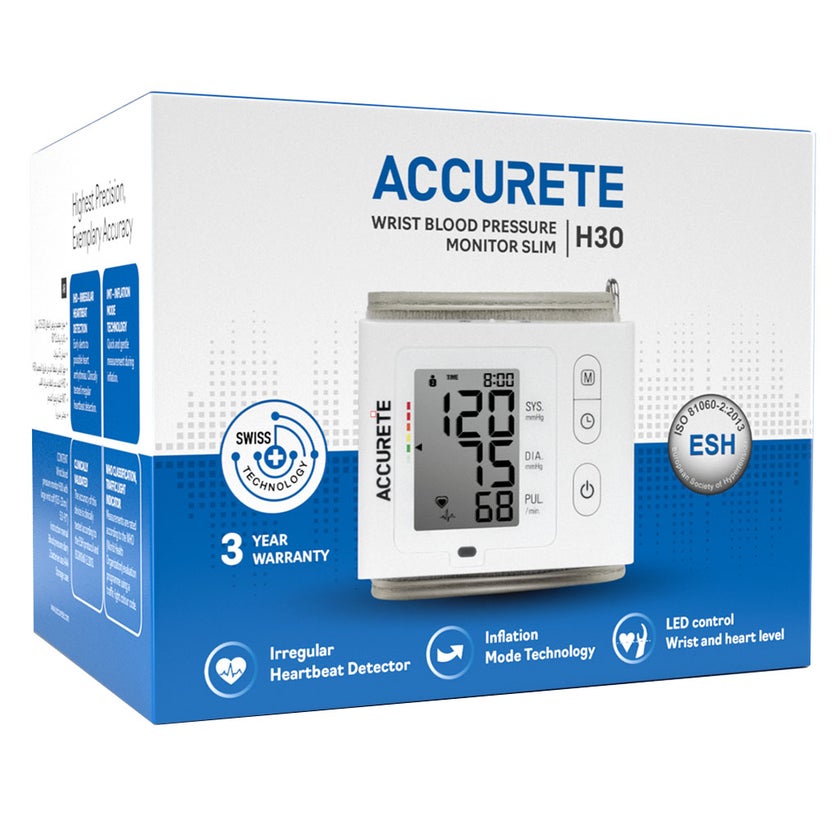 Accurete Wrist Blood Pressure Monitor Slim H30