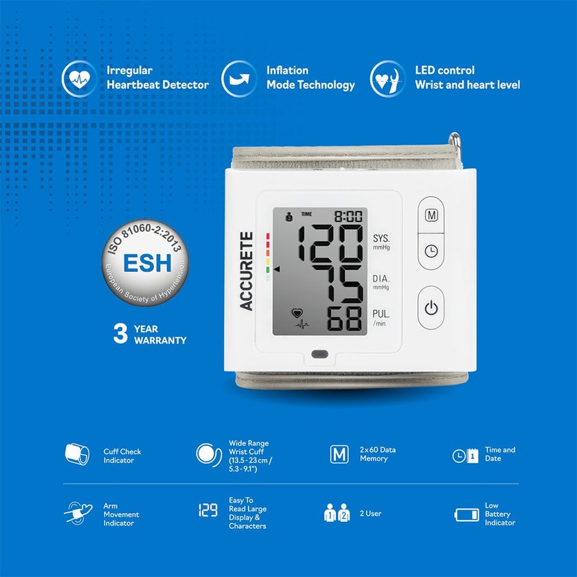 Accurete Wrist Blood Pressure Monitor Slim H30