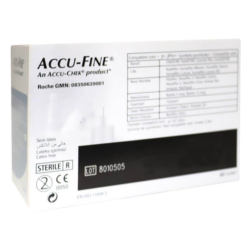 Accu-Fine Sterile Insulin Pen Needles For Diabetes & Painless Insulin Delivery 31 G x 6 mm, Pack of 100's