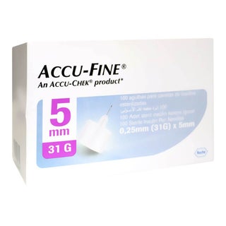 Accu-Fine Sterile Insulin Pen Needles For Diabetes & Painless Insulin Delivery 31 G x 5 mm, Pack of 100's