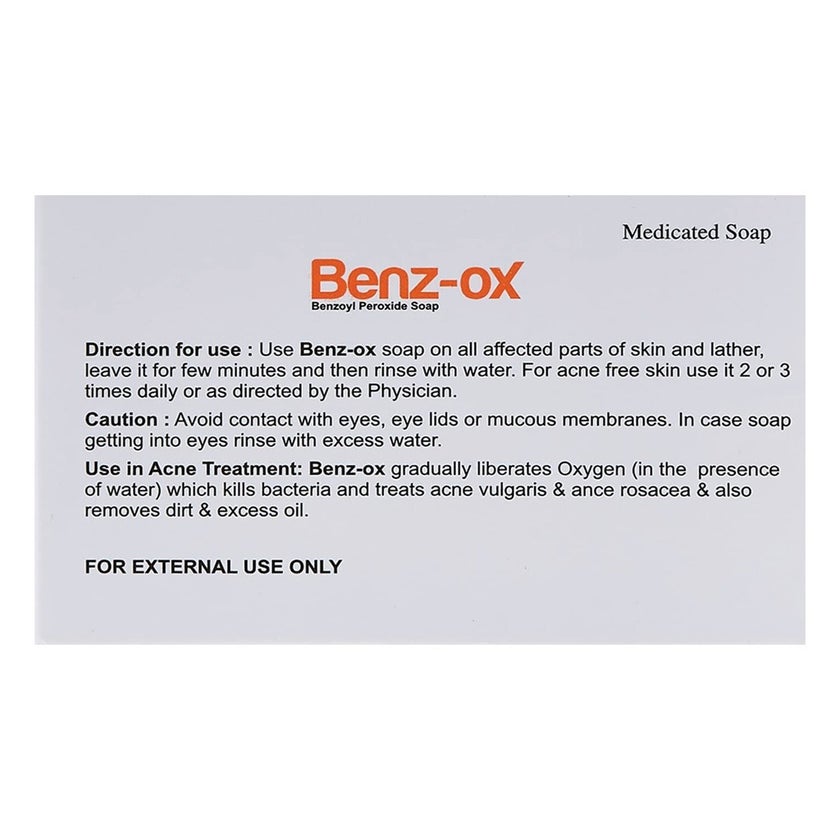 Benz-ox Benzoyl Peroxide Soap For Acne Treatment & Oily Skin 100g
