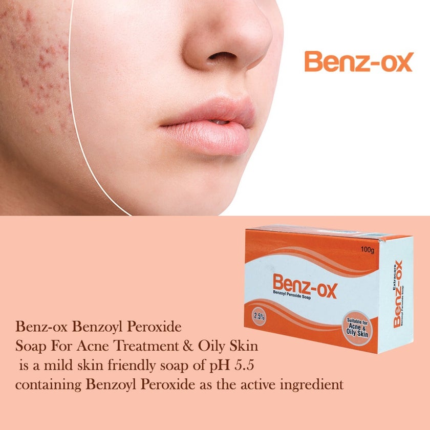 Benz-ox Benzoyl Peroxide Soap For Acne Treatment & Oily Skin 100g