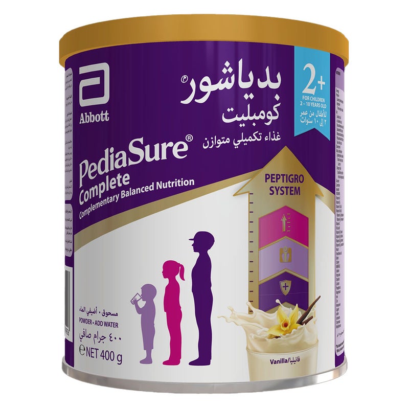 PediaSure Complete Peptrigro Stage 2+ Growing Up Children's Milk Formula For 2 To 10 Years Vanilla Flavour 400g