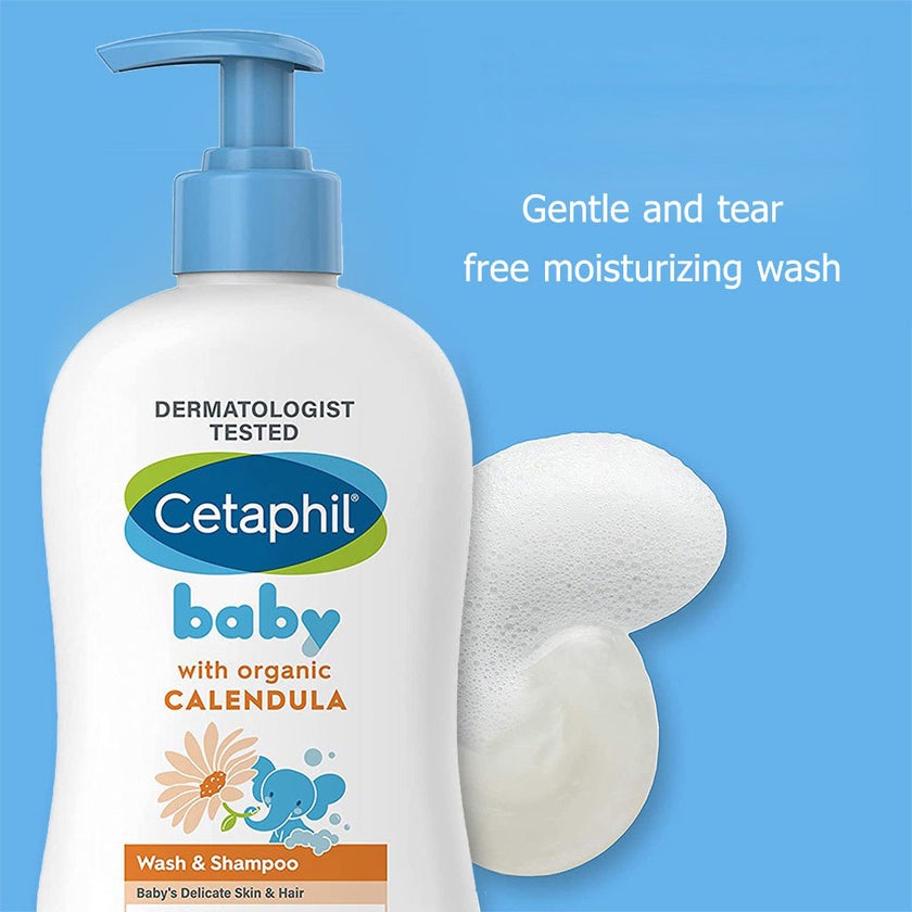 Cetaphil Baby Gentle Foaming Wash and Shampoo With Organic Calendula, Unscented, 400ml