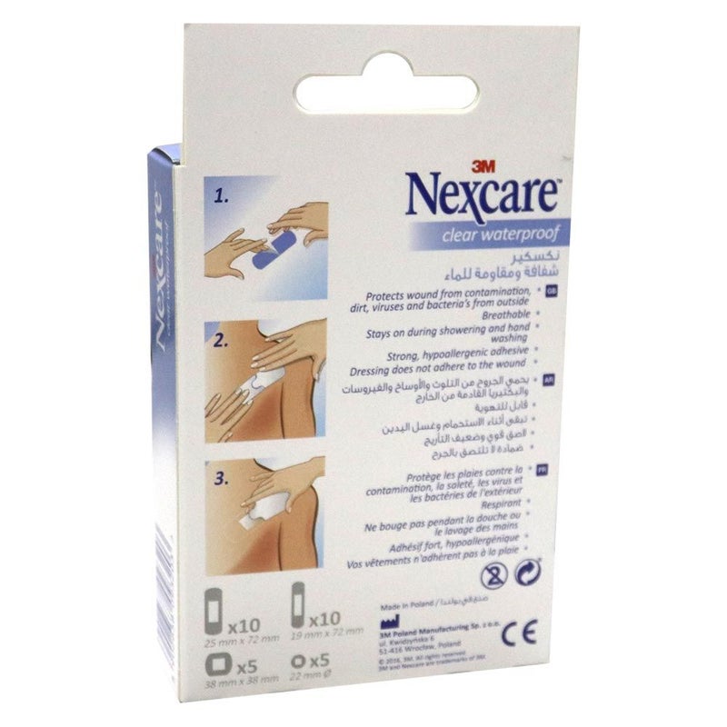 3M Nexcare Clear Waterproof Assorted Bandages 30's