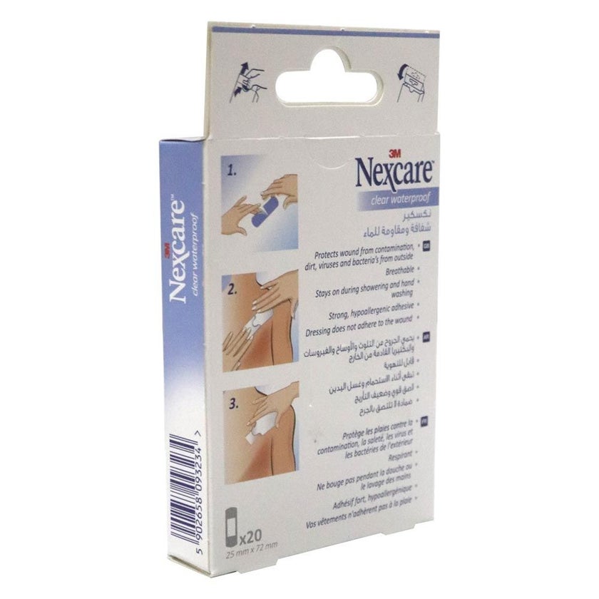 3M Nexcare Clear Waterproof Bandages One Size, Pack of 20's