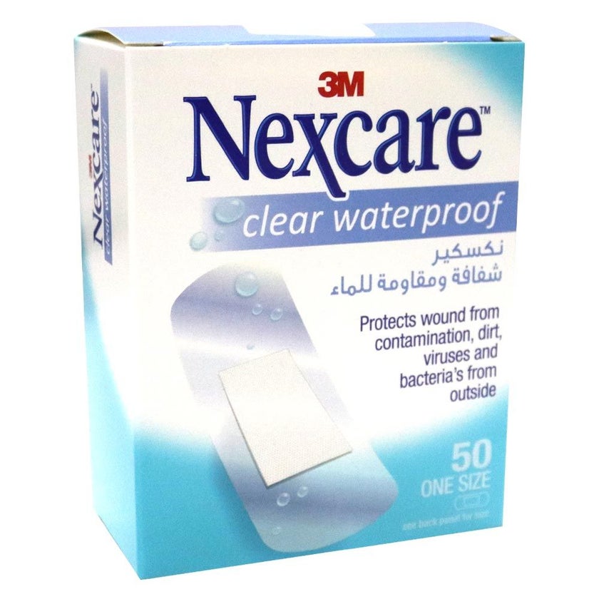 3M Nexcare Clear Waterproof One Size Bandages, Pack of 50's