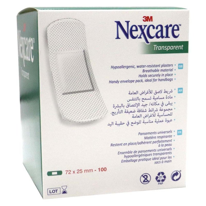 3M Nexcare Transparent Water Resistant Plasters 100's