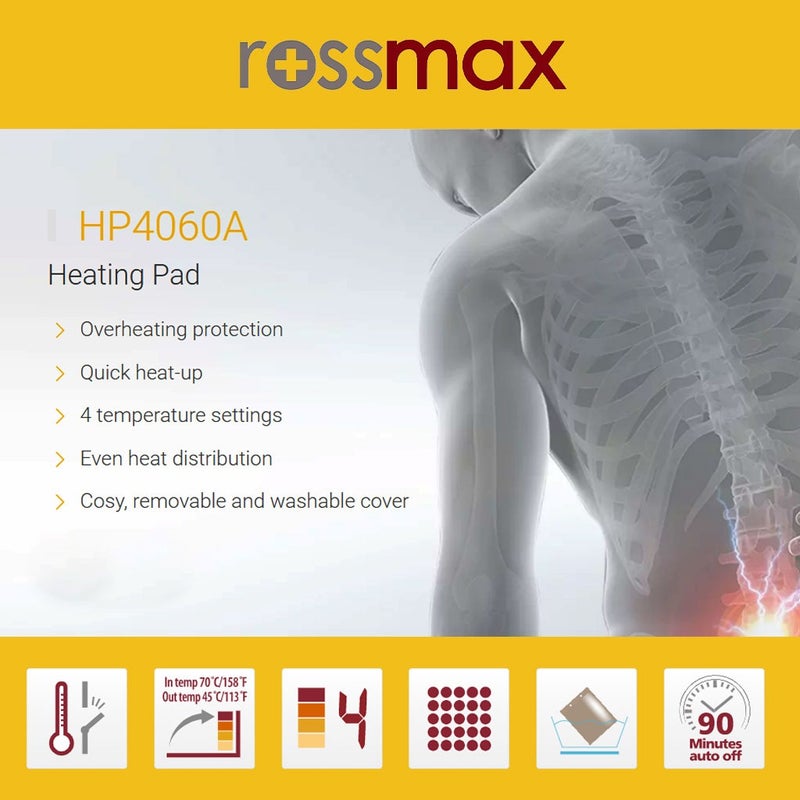 Rossmax HP4060A Super-Cosy, High-Temperature Heating Pad With 3 Pin Plug