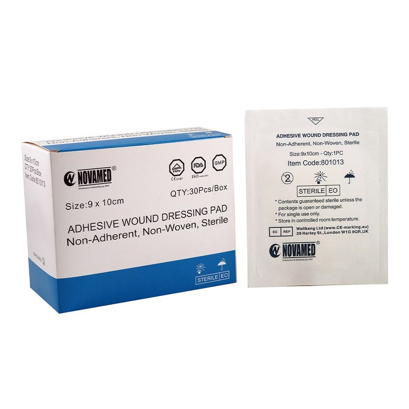 Novamed Adhesive Wound Dressing Pad 9 x 10cm, Pack of 30's