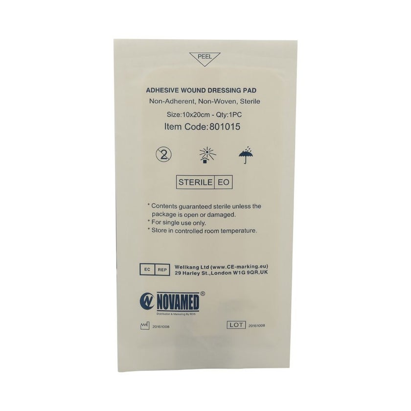 Novamed Adhesive Wound Dressing Pad 10 x 20cm, Pack of 25's