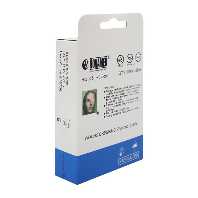 Novamed Wound Dressing Sterile Eye Pad 6.5 x 9.5 cm 10's