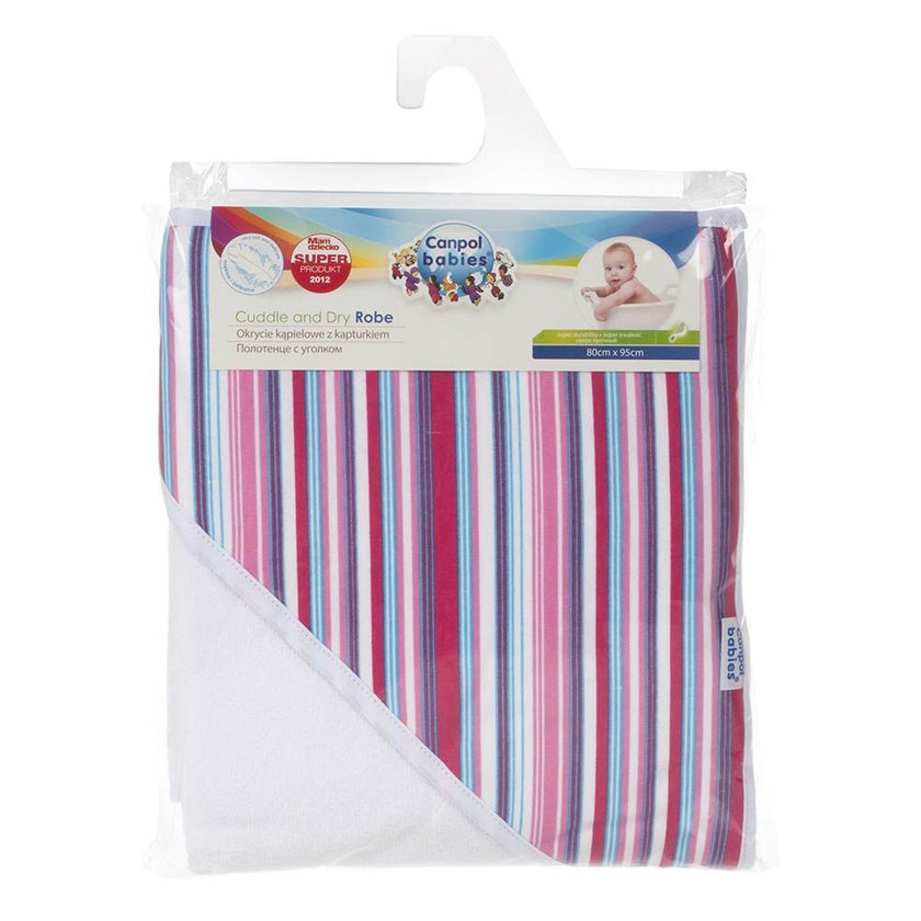 Canpol Babies Cuddle and Dry Baby Robe with Hood Pink Stripes 26/300