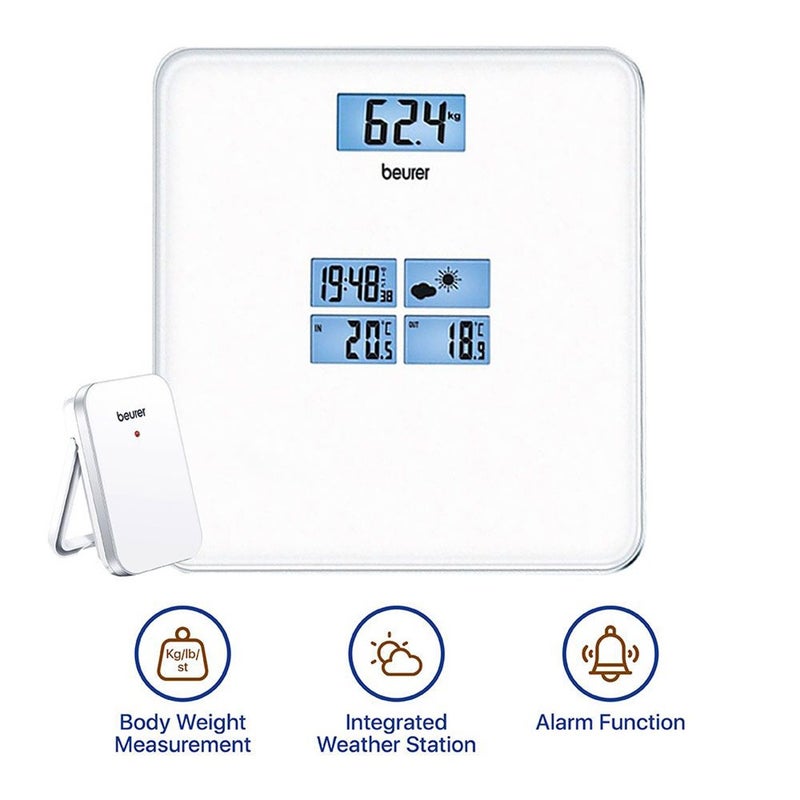Beurer GS80 Digital Glass Bathroom Scale With Integrated Weather Station