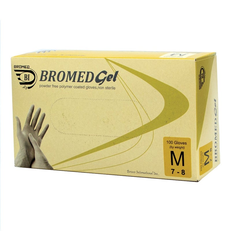 Bromed Latex Examination Gloves Powder Free Medium 100's