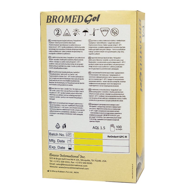 Bromed Latex Examination Gloves Powder Free Medium 100's