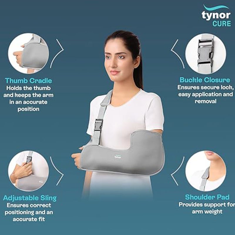 Tynor Pouch Arm Sling For Child Left/Right Arm, One Size - Grey, Pack of 1’s