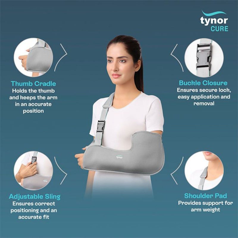 Tynor Pouch Arm Sling For Right/Left Arm, XL Size - Grey, Pack of 1’s