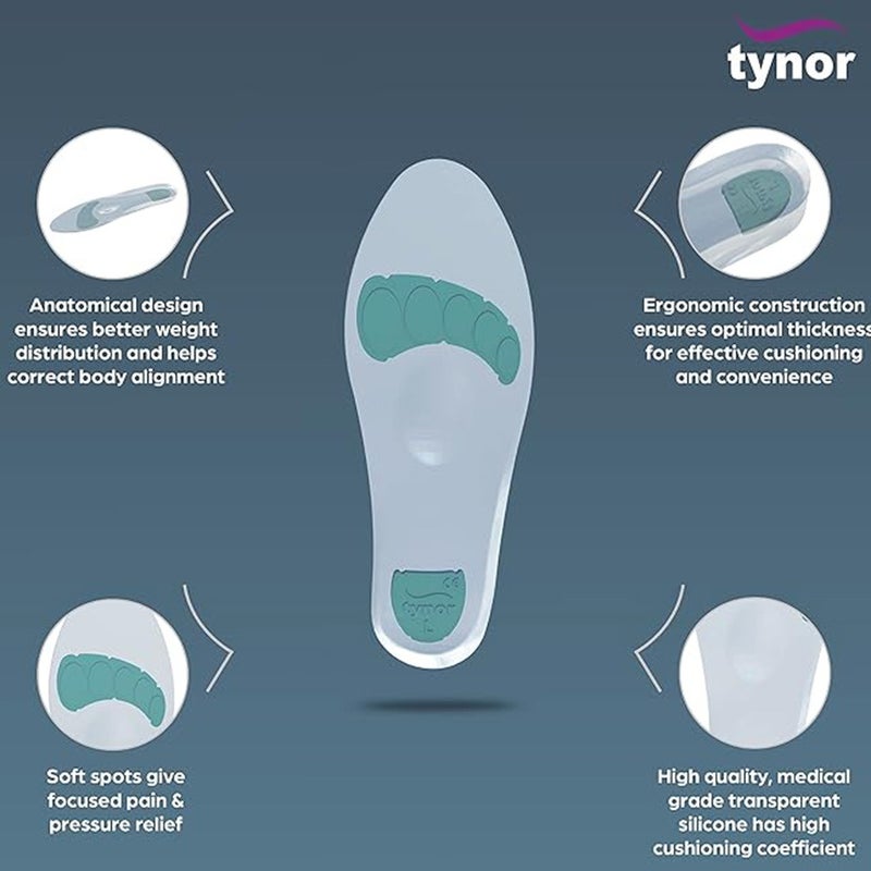 Tynor Silicone Full Insoles - Large Size, 1 Pair