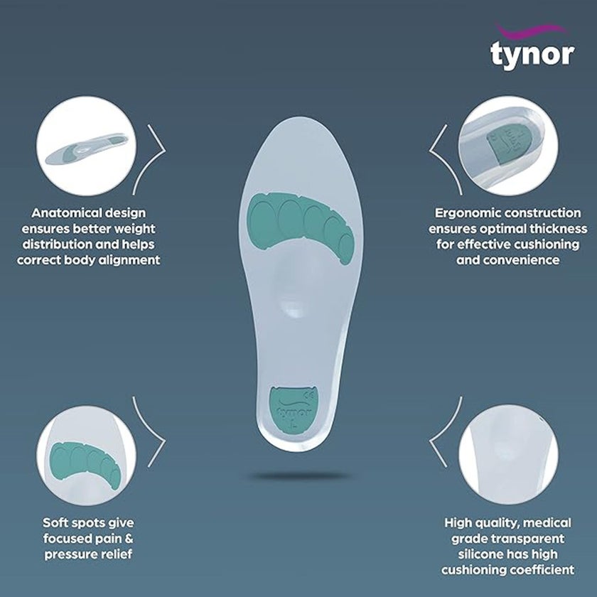 Tynor Silicone Full Insoles Small Size, 1 Pair