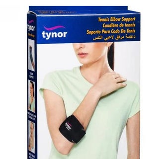 Tynor Tennis Elbow Support With Silicone Pad Large Size - Black, Pack of 1’s
