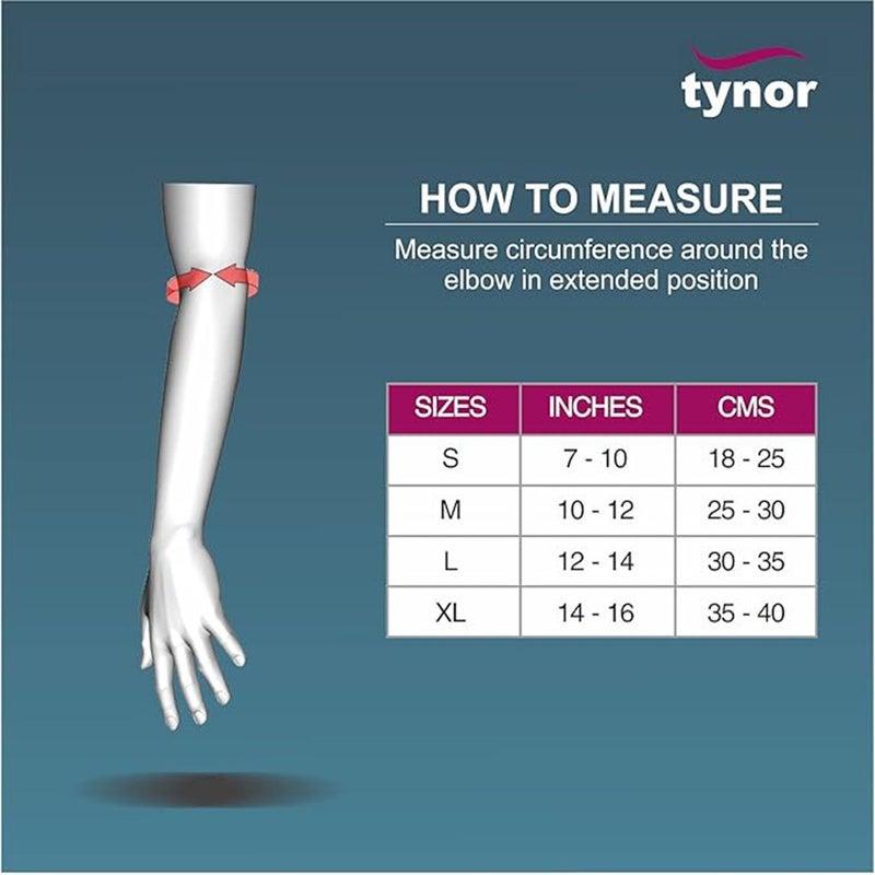 Tynor Tennis Elbow Support With Silicone Pad, Small Size - Black, Pack of 1’s