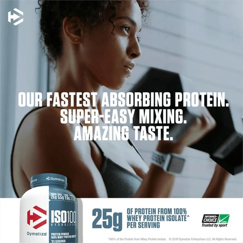 Dymatize ISO 100 Fast Absorbing Protein Powder, 100% Whey Protein Isolate, Gourmet Cookies & Cream, 2.3kg