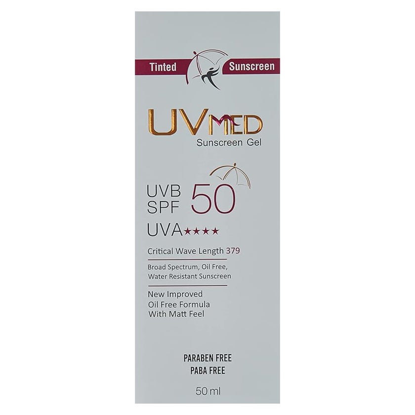 UV Med SPF50 Broad Spectrum Tinted Sunscreen Gel For Oily & Acne Prone Skin 50ml 
