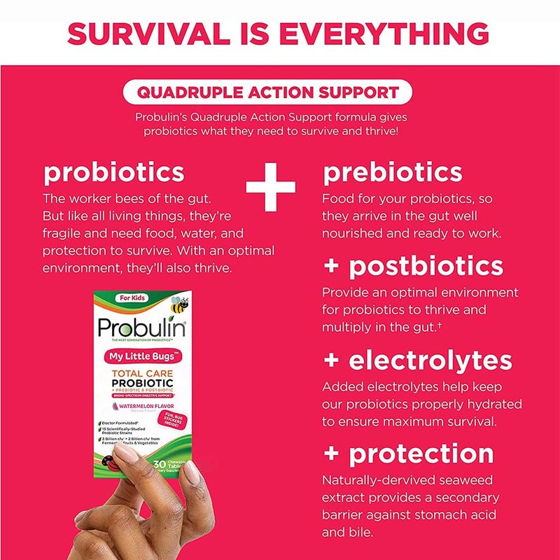 Probulin My Little Bugs Total Care Kid's Probiotic Watermelon Chewable Tablets, Pack of 30's