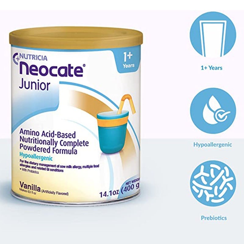 Nutricia Neocate Junior Hypoallergenic Toddlers Milk Formula With Prebiotics For 12+ Months Vanilla Flavour 400g