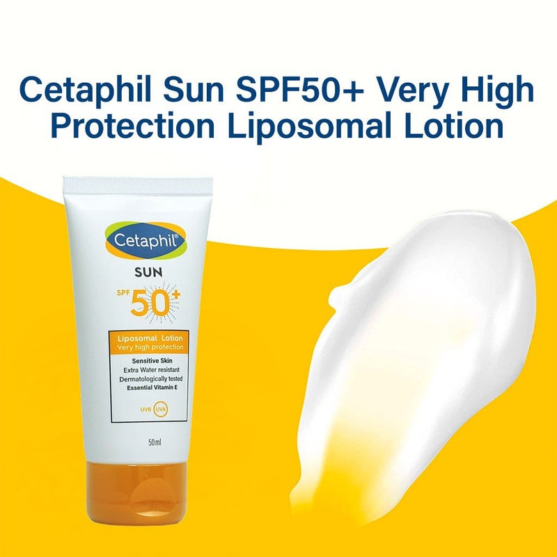 Cetaphil Sun Liposomal Lotion SPF 50+ Moisturizing Sunscreen For Face & Body With Sensitive Skin, Unscented, 50ml