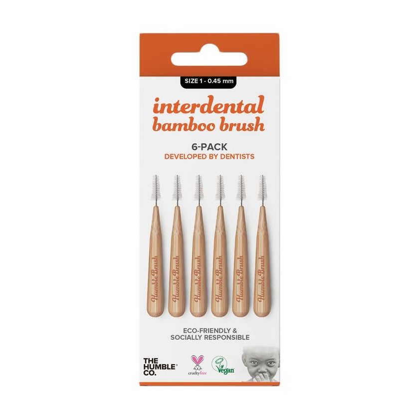 The Humble Co. Interdental Bamboo Brush Size 1-0.45 mm Orange, Pack of 6's - ID89001