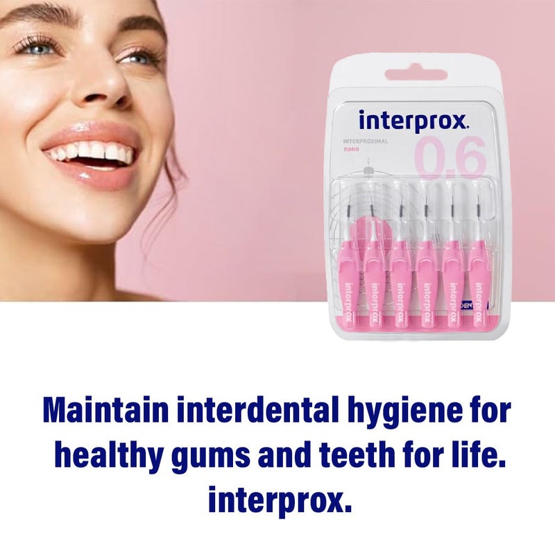 Dentaid Interprox Interdental Nano Toothbrushes 0.6mm - Pink, Pack of 6’s